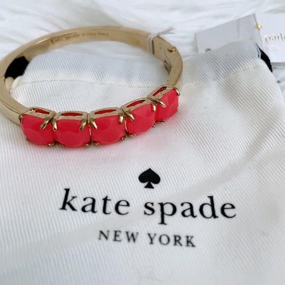Kate Spade Gold Squared Away Bracelet Coral Gems - Picture 2 of 4